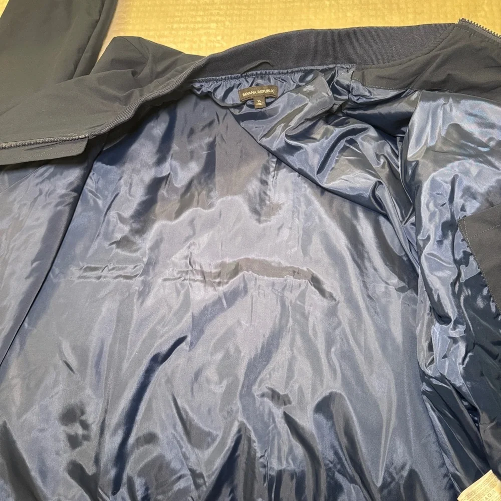 Banana Republic Mens Navy Blue Full Zip Bomber Jacket XL‎ Lightweight Lined